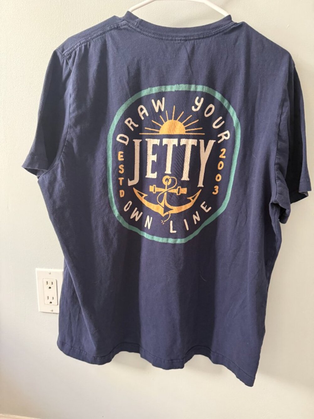 JETTY graphic t shirt short sleeves MENS XXL 2XL Navy 100% Cotton NICE